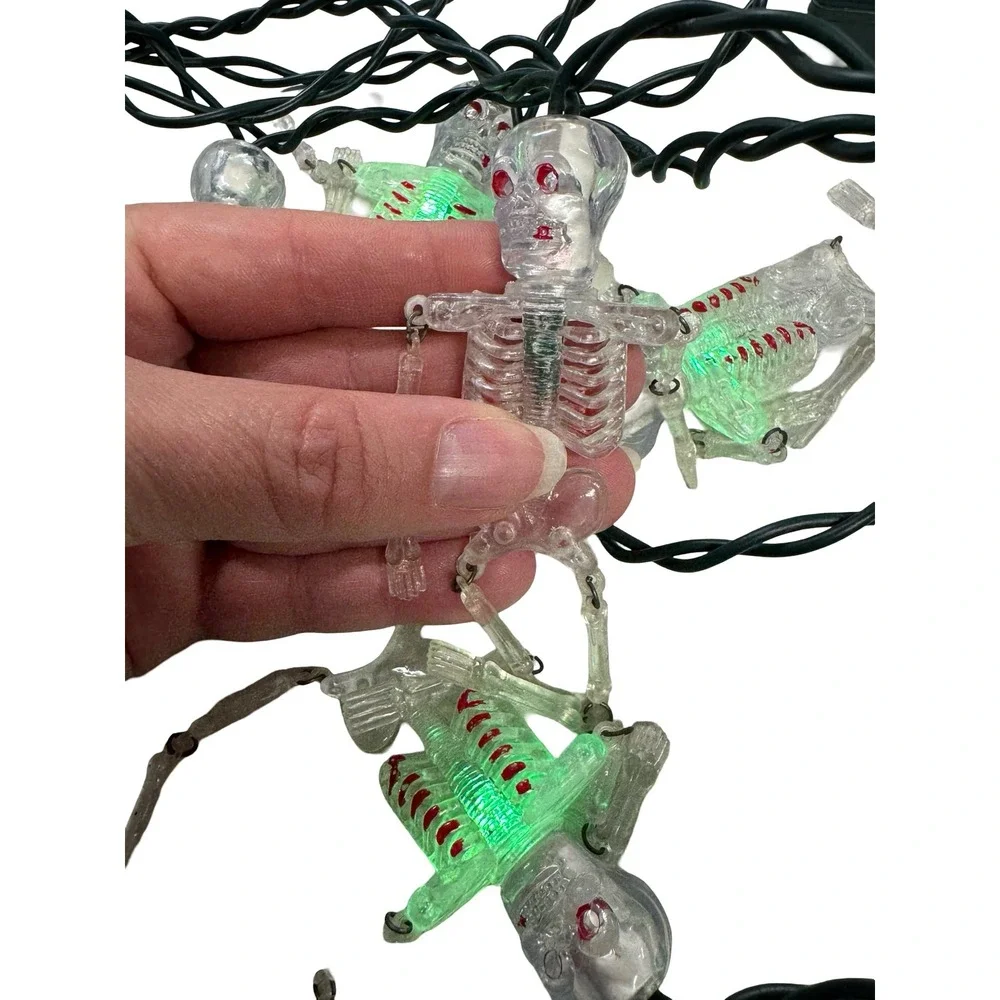 Vintage Halloween Skeleton String Lights Green Glow Indoor Decor RX003-1 retro